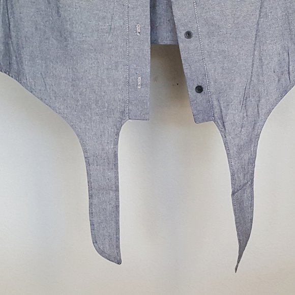 SEE YOU MONDAY Shirt XXL NWT Sleeveless Tie Waist Tattoo Swallows Chambray - Picture 5 of 8